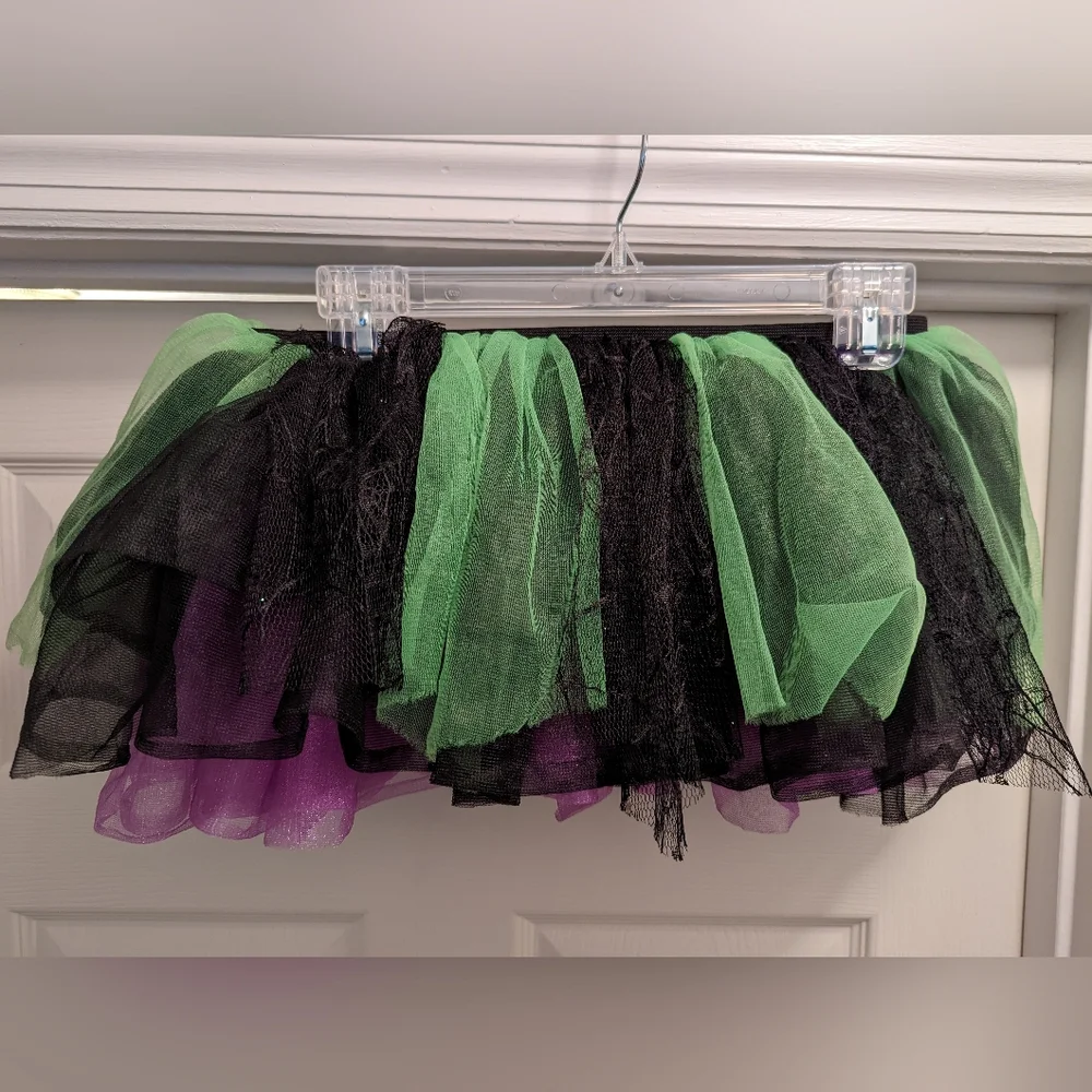 Tutu Short Skirt black green & purple Halloween cosplay race costume